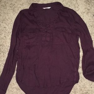 Long sleeve lace up shirt